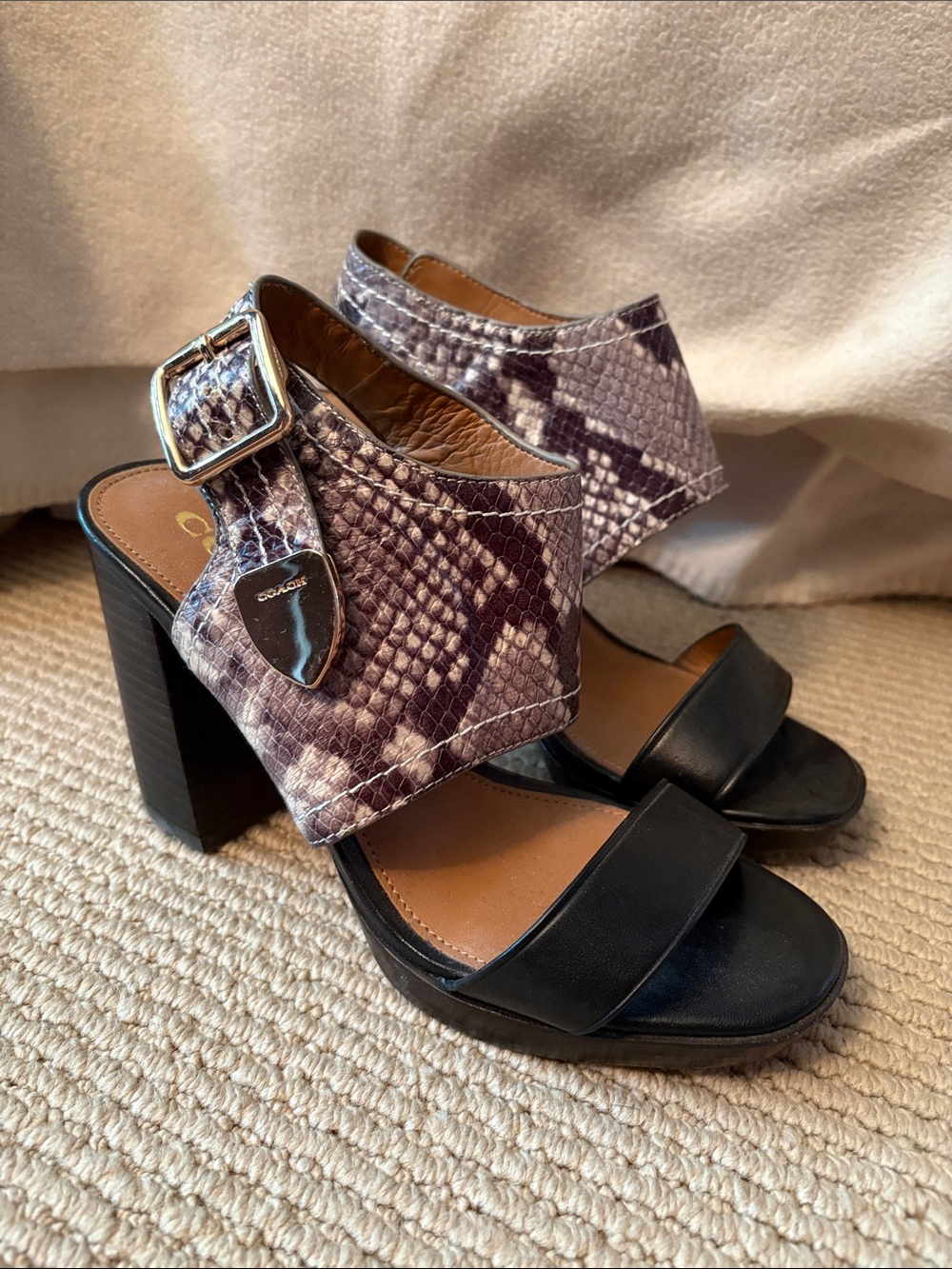 Coach Leather Snake-Print Heels